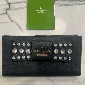 Kate Spade Black Wallet with Crystal Details
